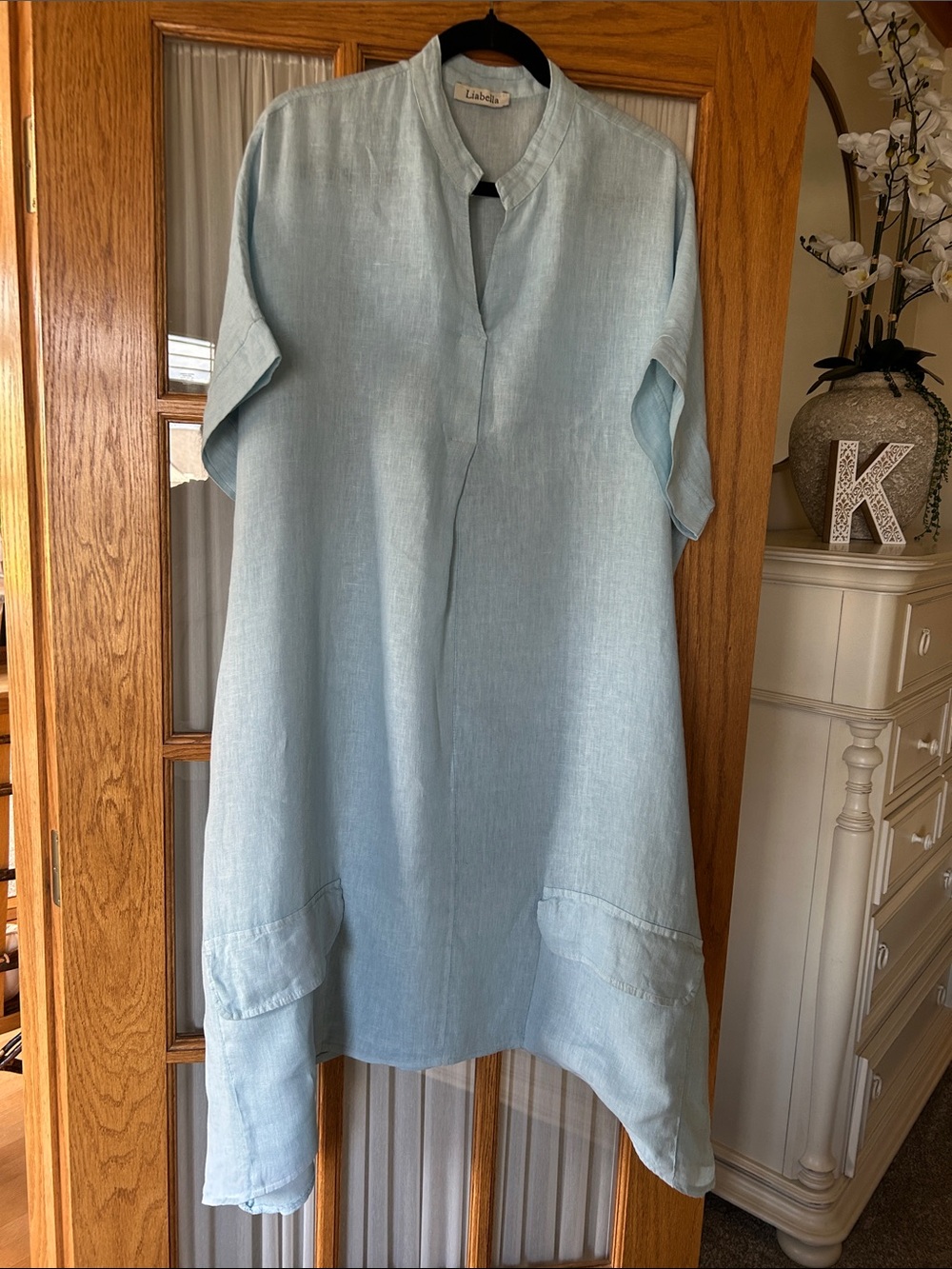 Liabella Linen Dress Lagenlook
Asymmetrical Pockets Womens One Size